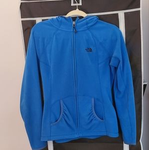 Northface blue hooded fleece size medium
